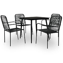 vidaXL Ensemble à manger de jardin 5 pcs Corde en coton et acier Noir