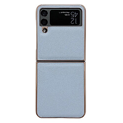 Coque en TPU + cuir véritable électroplaqué pour votre Samsung Galaxy Z Flip4 5G Nano - bleu