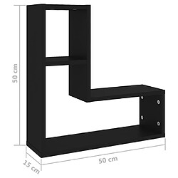 vidaXL Étagères murales 2 pcs noir 50x15x50 cm bois d'ingénierie pas cher