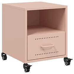 vidaXL Table de chevet rose 36x39x43,5 cm acier