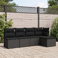 Maison Chic Salon de jardin 5 pcs avec coussins | Ensemble de Table et chaises | Mobilier d'Extérieur noir résine tressée -GKD40885