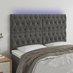 vidaXL Tête de lit à LED Gris foncé 144x7x118/128 cm Velours