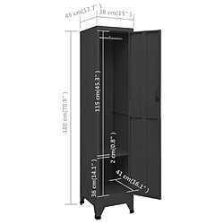 vidaXL Armoire à casiers Anthracite 38x45x180 cm Acier pas cher