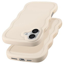 Avizar Coque pour iPhone 16 Plus Silicone Souple Design Ondulé Beige