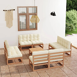 Maison Chic Ensemble Tables et chaises d'extérieur 9 pcs avec coussins,Salon de jardin bois de pin massif -GKD959787