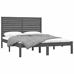 Avis Maison Chic Lit adulte - Lit simple Cadre de lit,Structure du lit Contemporain Gris Bois massif 120x200 cm -MN62816