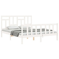 Acheter Maison Chic Cadre/structure de lit avec tête de lit pour adulte - Lit Moderne Chambre blanc King Size bois massif -MN42963