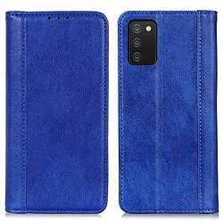 Etui en PU texture litchi fermeture automatique magnétique avec support bleu pour votre Samsung Galaxy A03s (164.2 x 75.9 x 9.1mm)