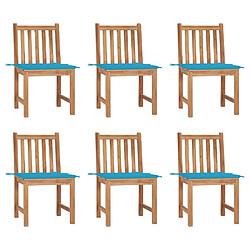 vidaXL Chaises de jardin lot de 6 avec coussins Bois de teck massif