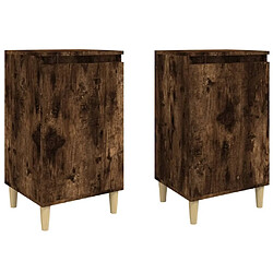 Maison Chic Lot de 2 Tables de chevet - Tables de Nuit chêne fumé 40x35x70 cm bois d'ingénierie