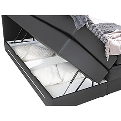 Vente-Unique Ensemble complet boxspring tête de lit avec leds + sommiers coffre + matelas + surmatelas - 160 x 200 cm - Simili - Noir - KEROS de YSMÉE pas cher