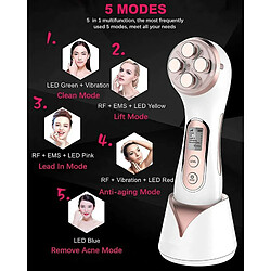 Avis Chrono 5 in 1 Appareil de beauté Ultrason RF LED Dispositif Multifonctionnel de Beauté Faciale Masseur Anti-ge Raffermissant Anti-rides Nettoyage du Visage Enlèvement de l'acné,Or rose