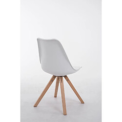 Acheter Decoshop26 Chaise de salle à manger design scandinave en PVC blanc et pieds en bois clair forme carré 10_0003427