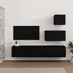 vidaXL Ensemble de meubles TV 4 pcs Noir Bois d'ingénierie