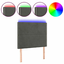 Maison Chic Tête de lit moderne à LED lumineuse pour chambre - Décoration de lit Gris foncé 80x5x118/128 cm Velours -MN60278