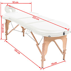 vidaXL Table de massage pliable 4 cm d'épaisseur et 2 traversins Blanc pas cher