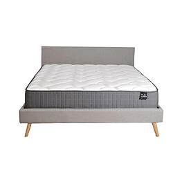 Le Quai Des Affaires Lit FJORD 140x190 tissu + 1 sommier + 1 matelas CARLTON / Gris Clair