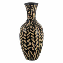 BigBuy Home Vase Noir Beige 25 x 25 x 59 cm