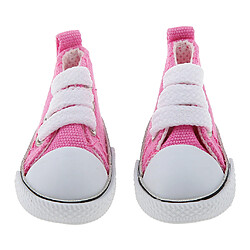 Paire De Haut En Dentelle Haute Chaussures De Toile Pour 1/6 Poupées Bjd Fuchsia Accessoire