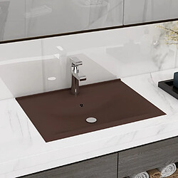 vidaXL Lavabo avec trou de robinet Marron foncé mat 60x46 cm Céramique