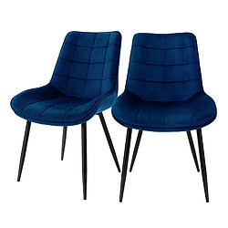 ML-Design Lot de 2 chaises de salle à manger Chaises de salon Chaises en velours Chaise rembourrée Bleu foncé