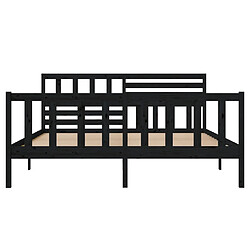 Acheter Maison Chic Lit Moderne Chambre - Cadre/structure de lit pour adulte Noir Bois massif 135x190 cm Double -MN58064