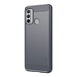 Mofi Coque en TPU Conception en fibre de carbone brossée flexible bien protégée gris pour votre Motorola Moto G60/G40 Fusion