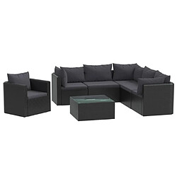 Maison Chic Salon de jardin 7 pcs + coussins - Mobilier/Meubles de jardin - Table et chaises d'extérieur Résine tressée Noir -MN83809