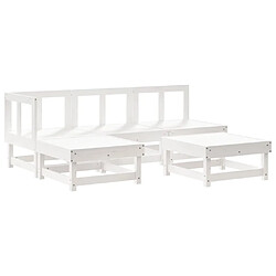 vidaXL Salon de jardin 5 pcs blanc bois massif de pin