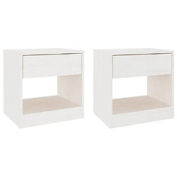 Maison Chic Lot de 2 Tables de chevet - Tables de Nuit Blanc 40x31x40 cm Bois de pin massif