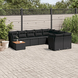 Maison Chic Salon de jardin 10 pcs avec coussins | Ensemble de Table et chaises | Mobilier d'Extérieur noir résine tressée -GKD54762