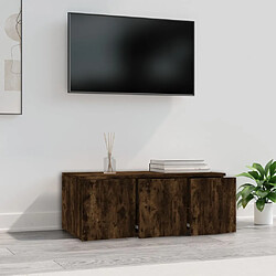 Acheter Maison Chic Meuble TV scandinave - Banc TV pour salon Chêne fumé 80x34x30 cm Bois d'ingénierie -MN83958