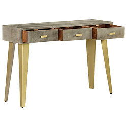 Avis vidaXL Table console Bois de manguier Gris avec laiton 110x35x76 cm