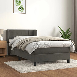 Maison Chic Lit Adulte - Lit simple Lit à sommier tapissier et matelas moelleux - Meuble de Chambre - Gris foncé 90x190 cm Velours -MN70613