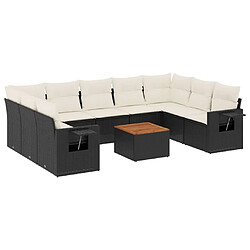 Maison Chic Salon de jardin 10 pcs avec coussins, Ensemble Tables et chaises d'extérieur noir résine tressée -GKD243744