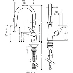 Mitigeur de cuisine HANSGROHE Talis M51 , avec douchette extractible 2 jets aspect acier inox - 72815800