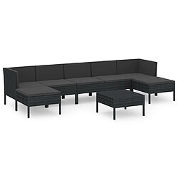 vidaXL Salon de jardin 8 pcs avec coussins résine tressée noir