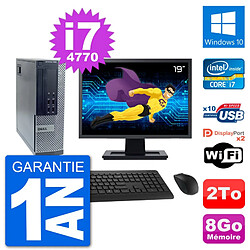 PC Dell 7020 SFF Ecran 19" Intel i7-4770 RAM 8Go Disque Dur 2To Windows 10 Wifi - Occasion