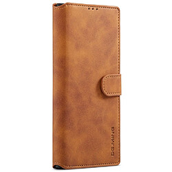 Etui en PU DG.MING style rétro, anti-rayures avec support marron pour votre Samsung Galaxy S22 Ultra 5G