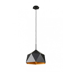 Luminaire Center Suspension 1 ampoule Noir mat,intérieur en or pas cher