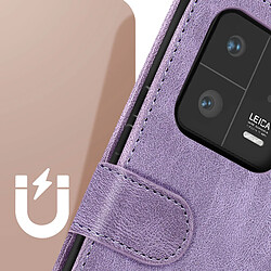 Avizar Étui Pour Xiaomi 13 Pro portefeuille languette magnétique avec cordon Violet pas cher