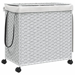 vidaXL Panier à linge avec roulettes blanc 60x35x60,5cm résine tressée