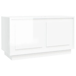 Maison Chic Meuble TV scandinave - Banc TV pour salon blanc brillant 80x35x45 cm bois d'ingénierie -MN59013