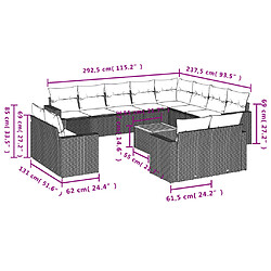 vidaXL Salon de jardin avec coussins 13 pcs noir résine tressée pas cher