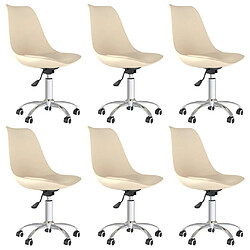 vidaXL Chaises pivotantes à manger lot de 6 Crème Tissu