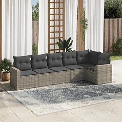 Maison Chic Salon de jardin 6 pcs avec coussins | Ensemble de Table et chaises | Mobilier d'Extérieur gris résine tressée -GKD87753