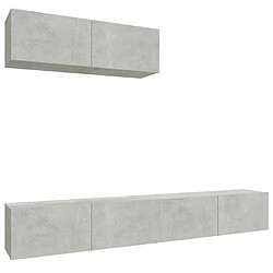 Maison Chic Ensemble de meubles TV 3 pcs | Banc TV Moderne pour salon | Meuble de Rangement - Gris béton Bois d'ingénierie -MN94859