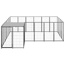 Helloshop26 Chenil extérieur cage enclos parc animaux chien 8,47 m² 110 cm acier noir 02_0000559