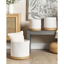 Beliani Lot de 3 paniers en jute blanc et beige BASIMA