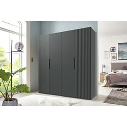 Pegane Armoire, meuble de rangement coloris graphite - Longueur 200 x Hauteur 216 x Profondeur 58 cm